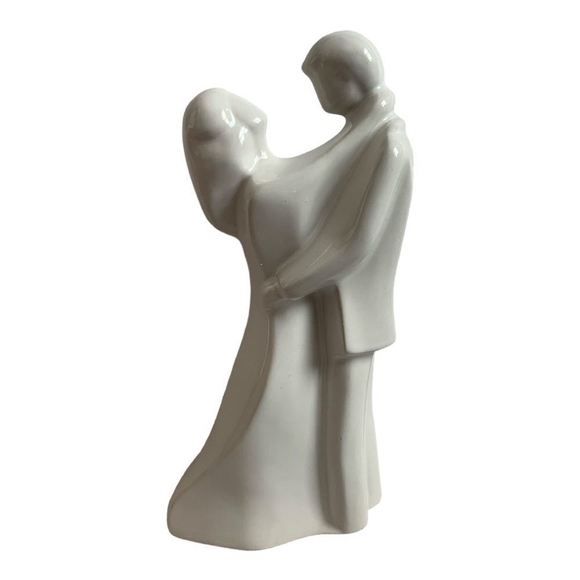 VNTG NEWLYWEDS Figurine White Glazed Ceramic WEDDING Couple Statue WEDDING Gift - Picture 6 of 9